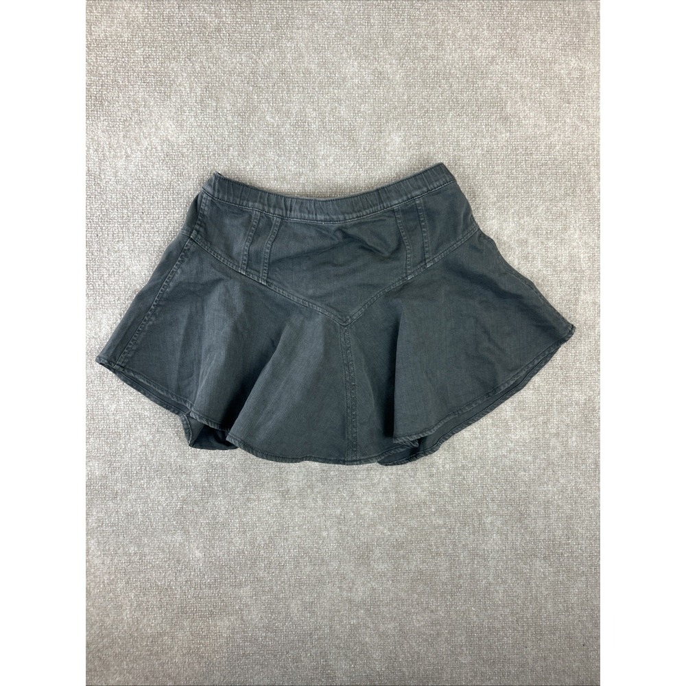 Aerie Find Happy Everywhere Mini Skirt Womens M Gray Ruffled Elastic Waist